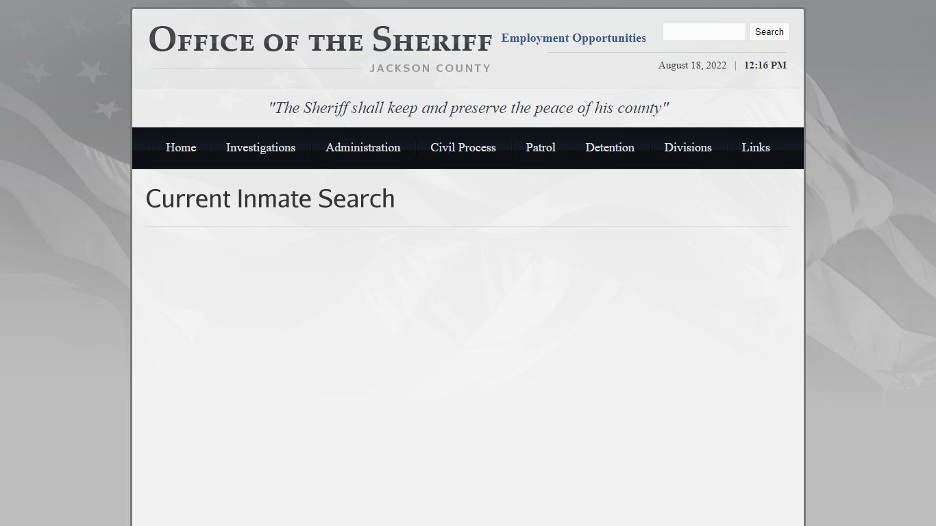 Office of the Sheriff | Jackson County | Current Inmate Search